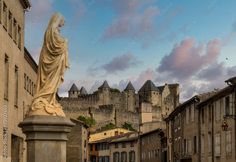 Carcassonne in France, a famous landmark one of the most well preserved citadel in the world
