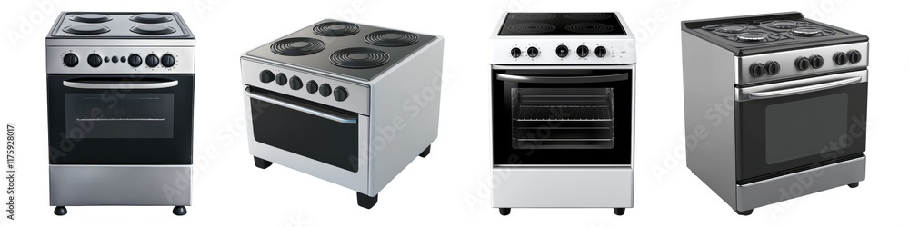 Electric stove isolated on transparent background, Set of Electric stove isolated on transparent background, Set of