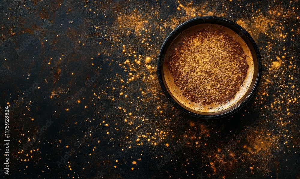 Background and texture of powdered, instant coffee, top view Background and texture of powdered, instant coffee, top view