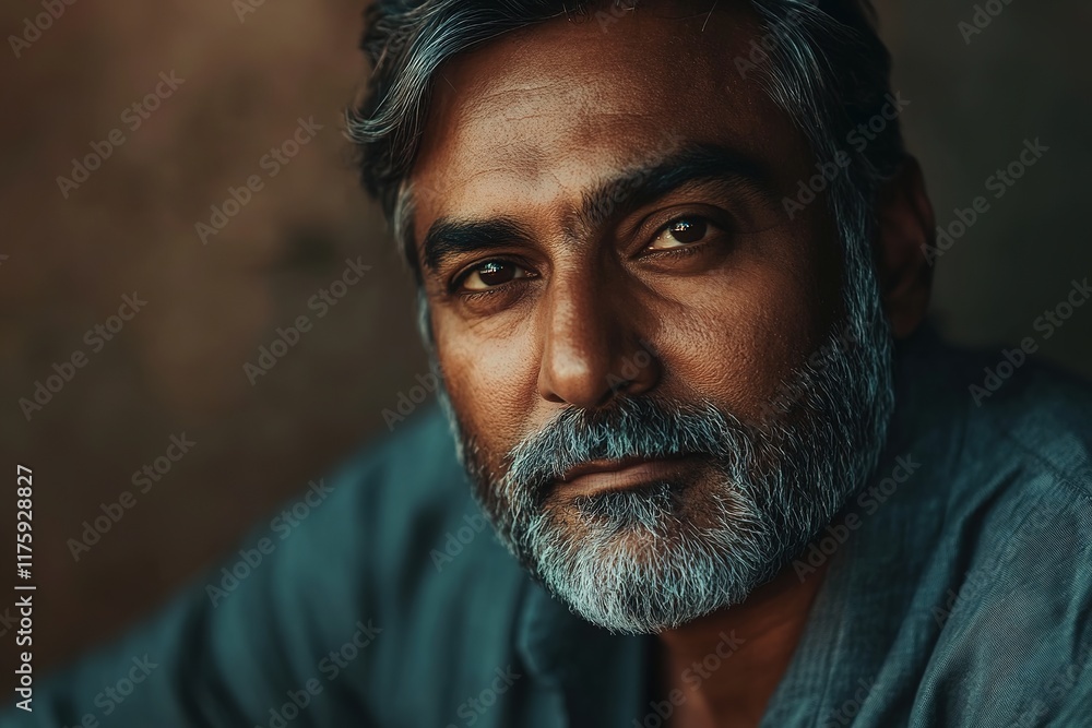 Intense gaze of an older man with striking grey beard Intense gaze of an older man with striking grey beard