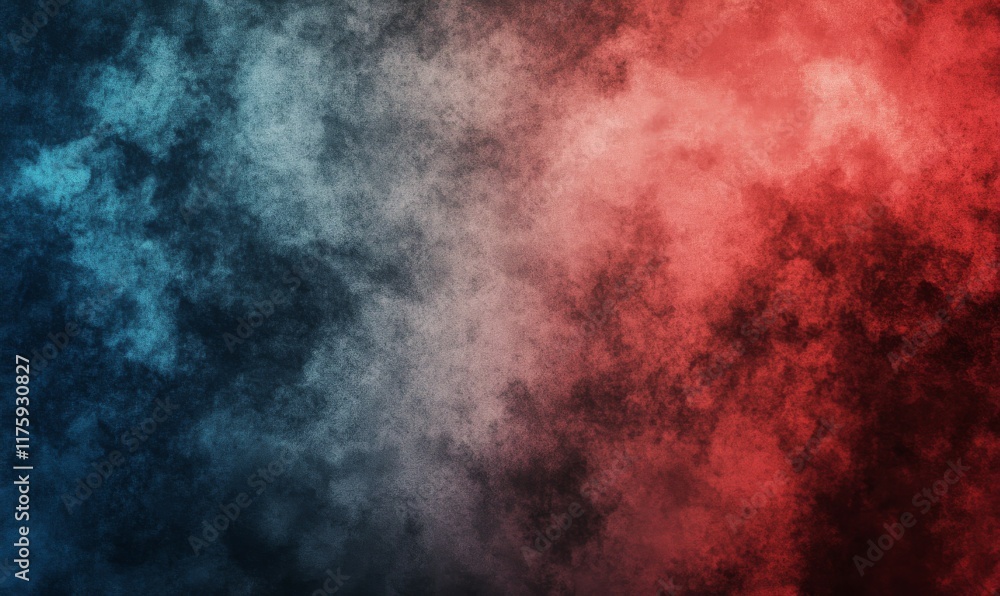 Fototapeta premium Colored gradient background with grain texture. Captivating Noise airbrush in dark blue and red.
