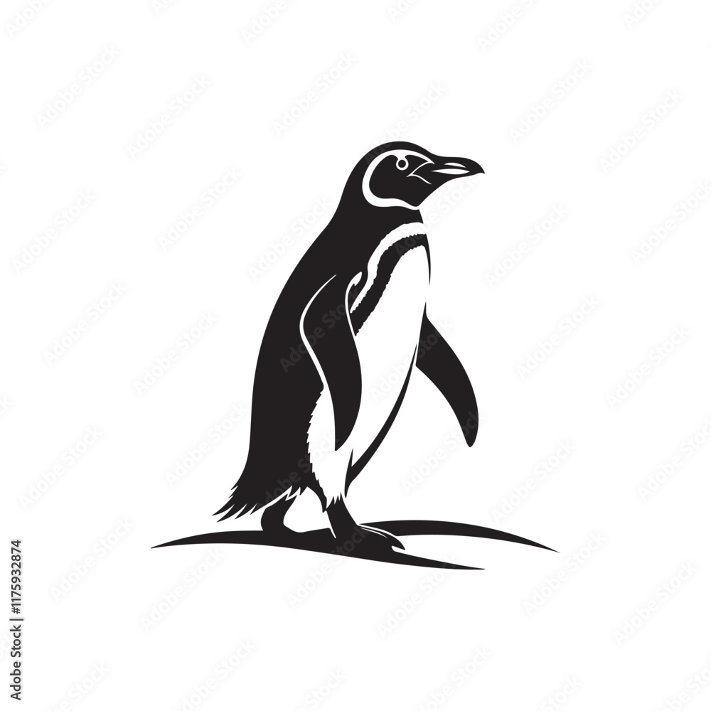 Obraz premium penguin silhouette vector line art logo design