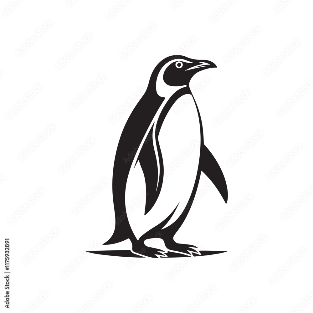 Obraz premium penguin silhouette vector line art logo design