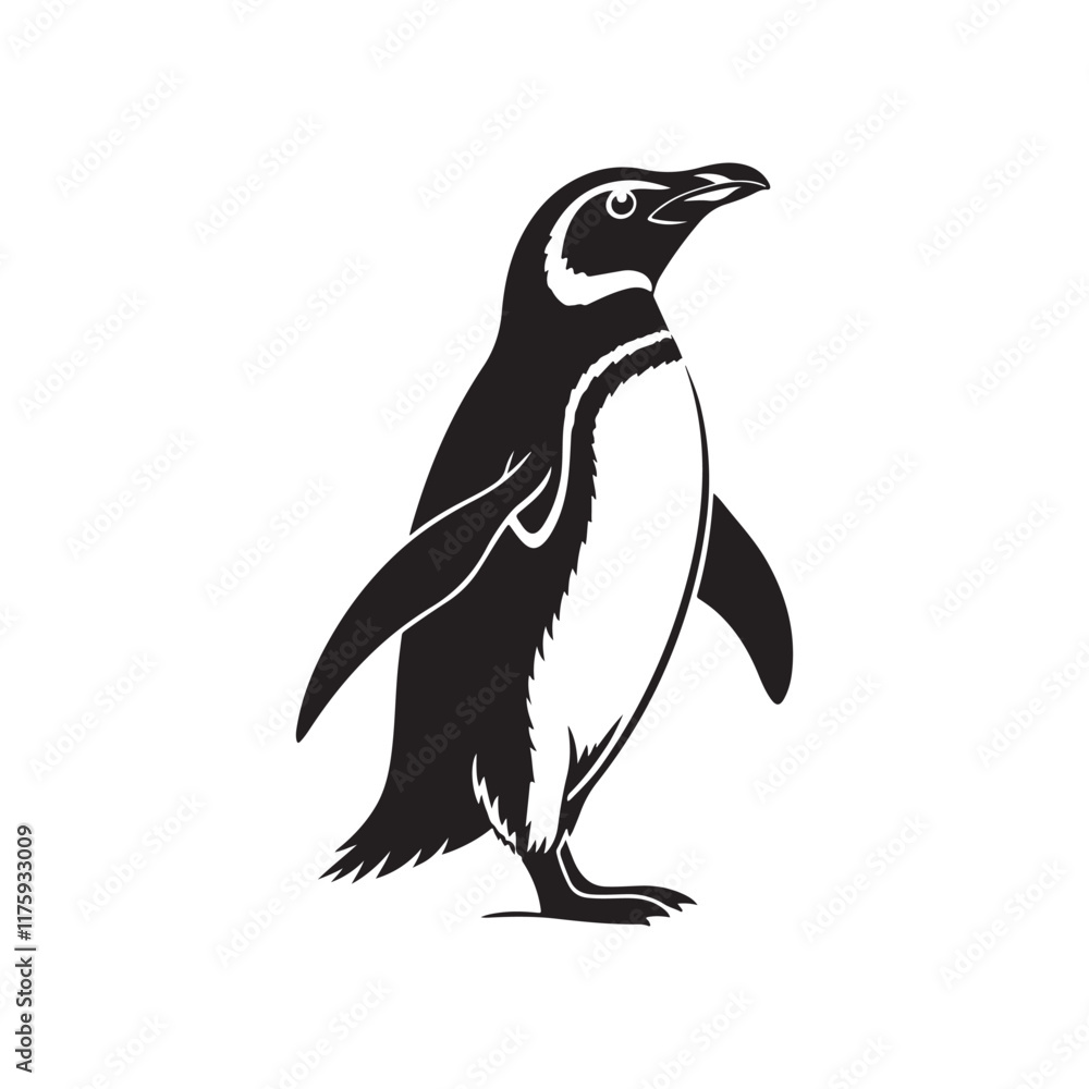 Fototapeta premium penguin silhouette vector line art logo design