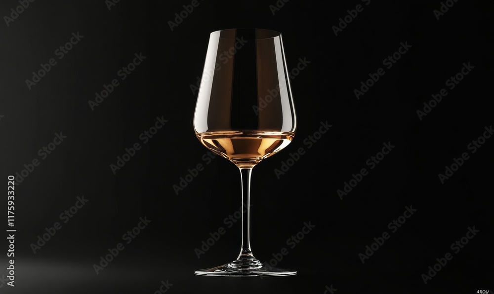 Isolated wine glass with a faint golden tint, perfectly symmetrical and cleanly lit, set against a seamless black background, minimalist elegance, Isolated wine glass with a faint golden tint, perfectly symmetrical and cleanly lit, set against a seamless black background, minimalist elegance,