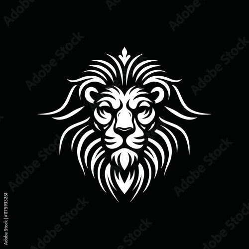 fearsome, authoritative, charismatic lion head logo