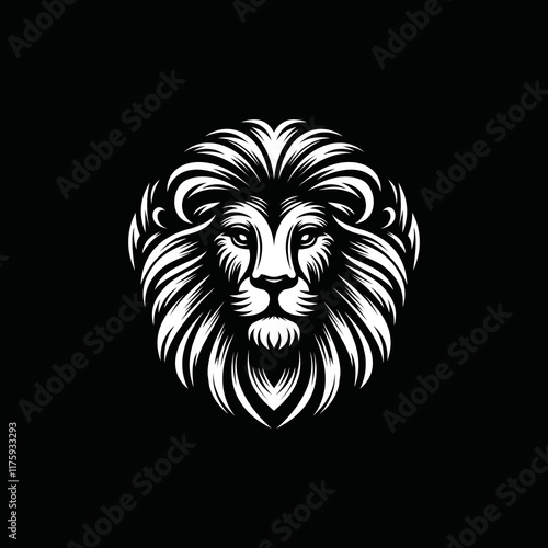 fearsome, authoritative, charismatic lion head logo