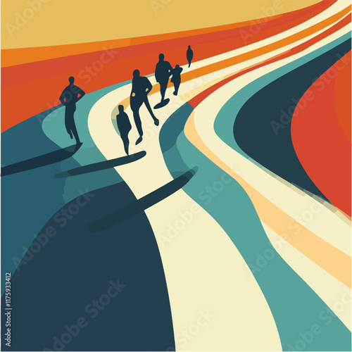 vektorisierte Grafik Modern Art Runner Landscape Background