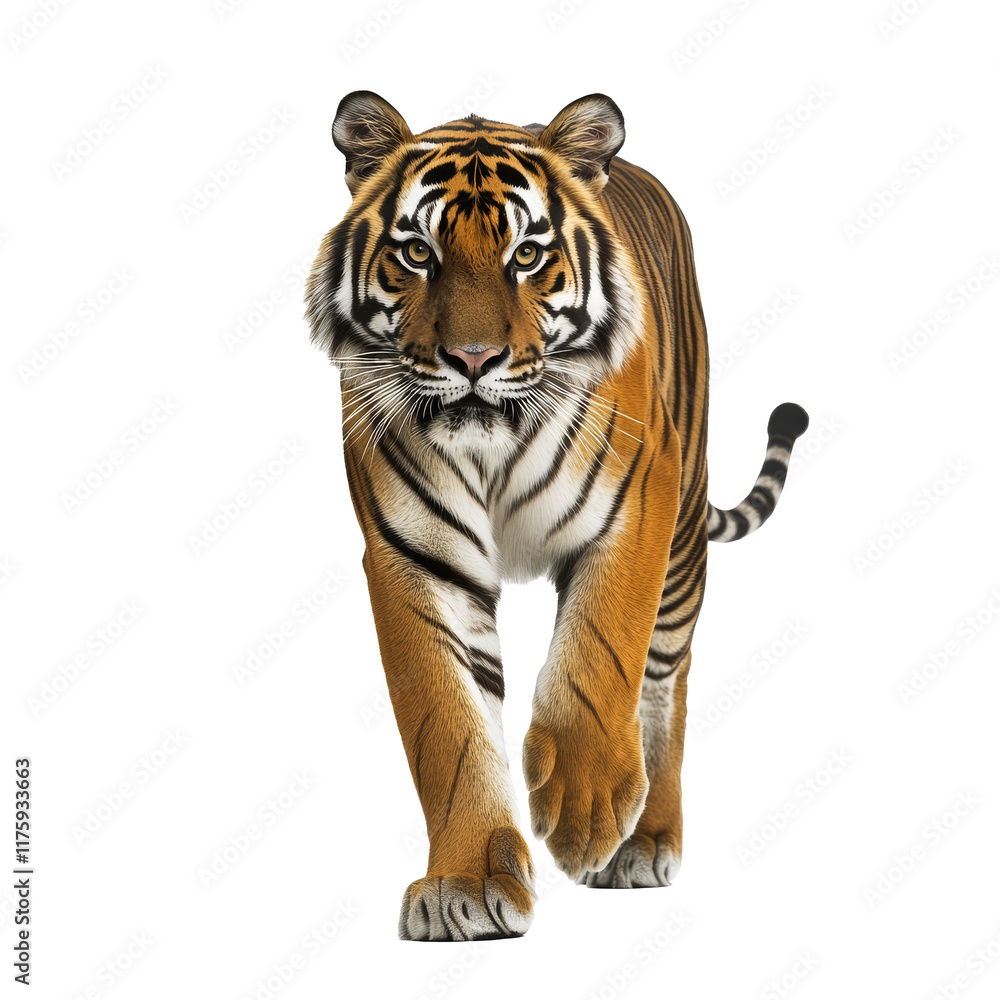 Obraz premium Confident tiger strides in bright light