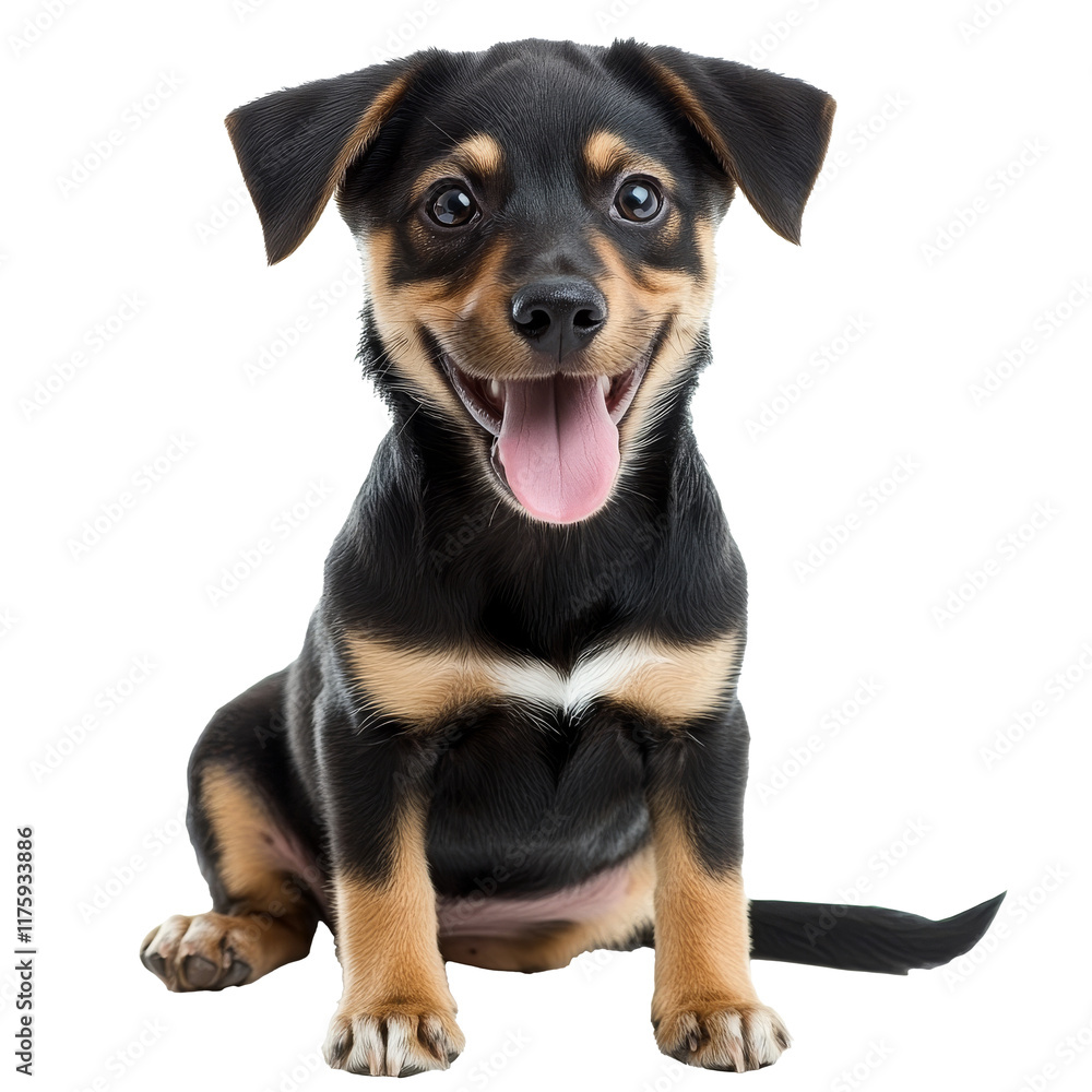 Happy puppy sitting and looking playful