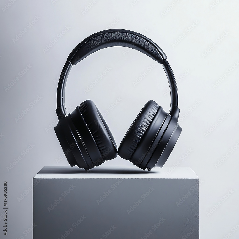 Headphones on a stand. Headphone exhibition Headphones on a stand. Headphone exhibition