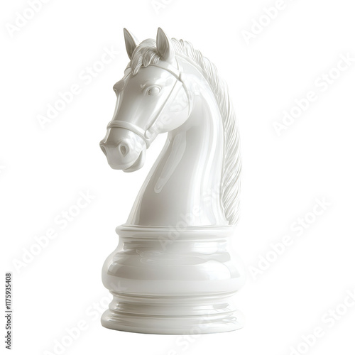 white knight chess isolated white background