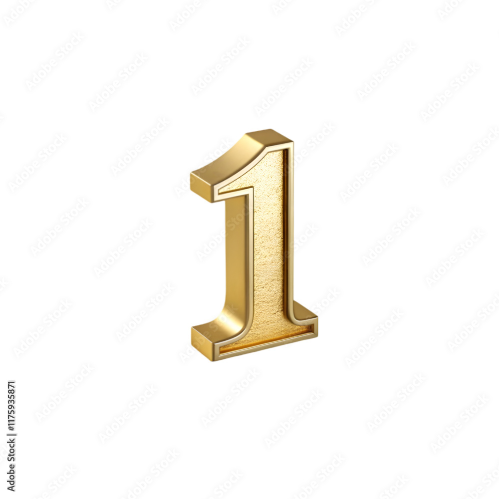 Number 1 gold 3d on transparent background Number 1 gold 3d on transparent background
