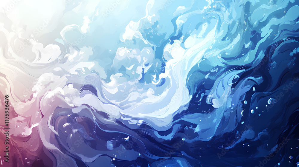 Water surface with wave action and bubbles, art background Water surface with wave action and bubbles, art background