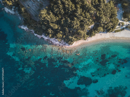 A small hidden sandy beach somewhere on a Greek island