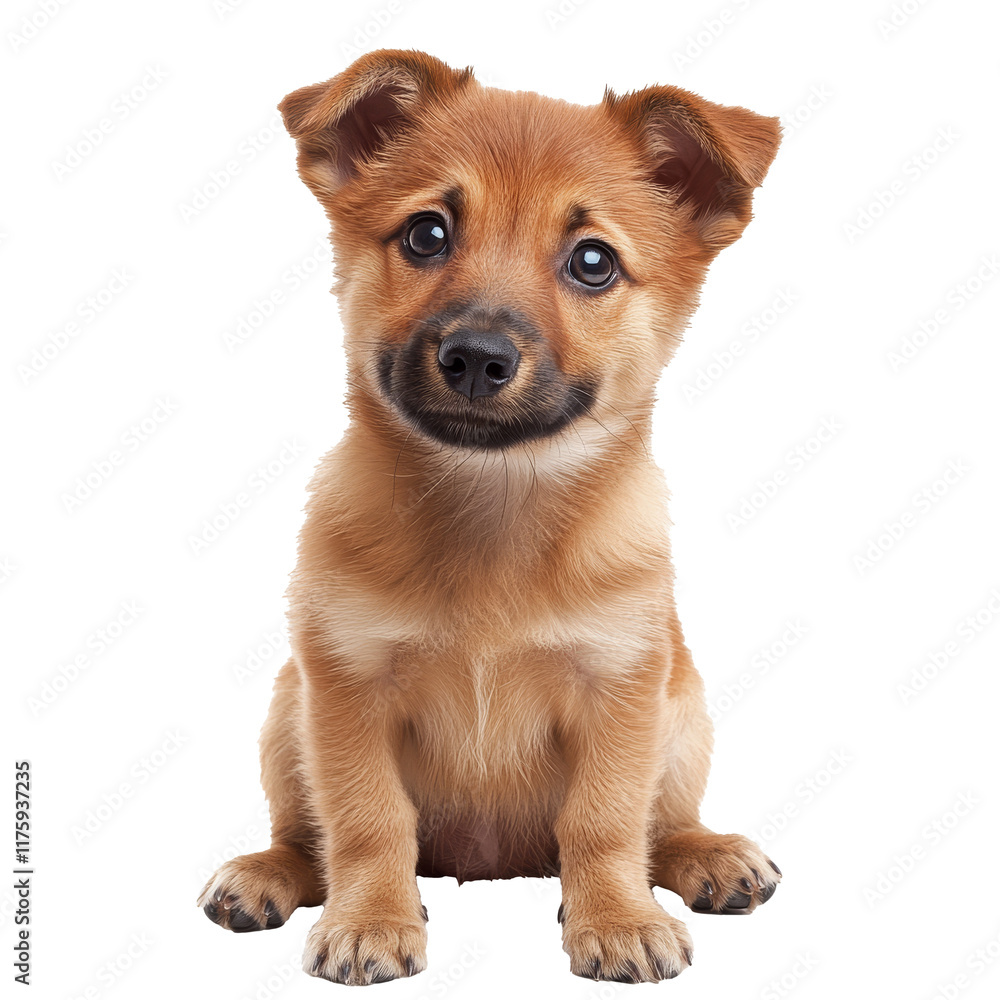 Cute puppy sitting with a friendly expression Cute puppy sitting with a friendly expression