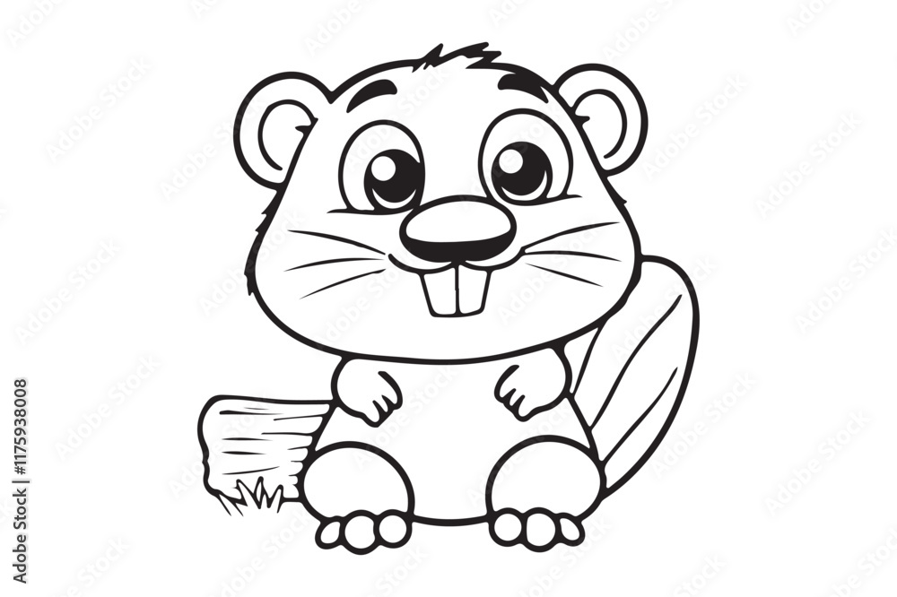 Cute Beaver Outline Coloring Page Cute Beaver Outline Coloring Page