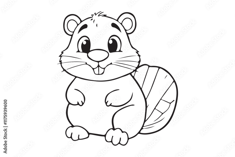 Cute Beaver Outline Coloring Page Cute Beaver Outline Coloring Page