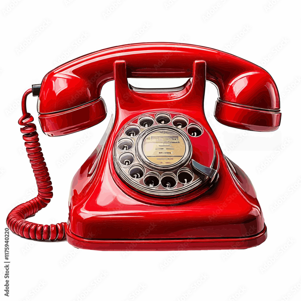 red retro telephone white background vector icon design