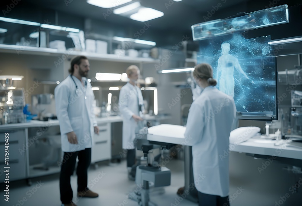 Fototapeta premium their examination holographic t use doctors technology nurses science work medical