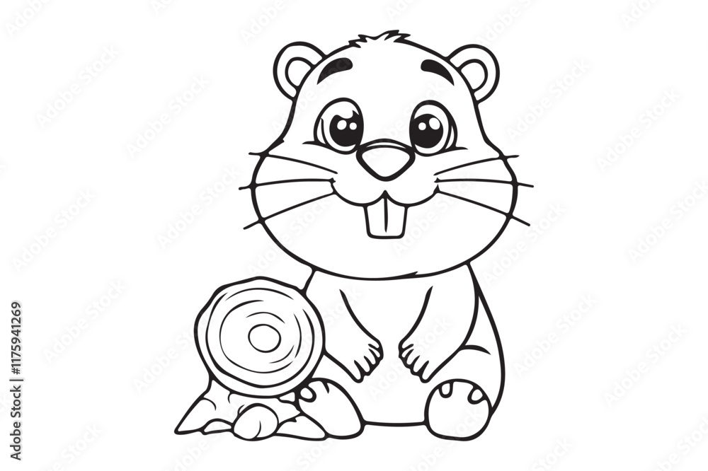 Cute Beaver Outline Coloring Page Cute Beaver Outline Coloring Page