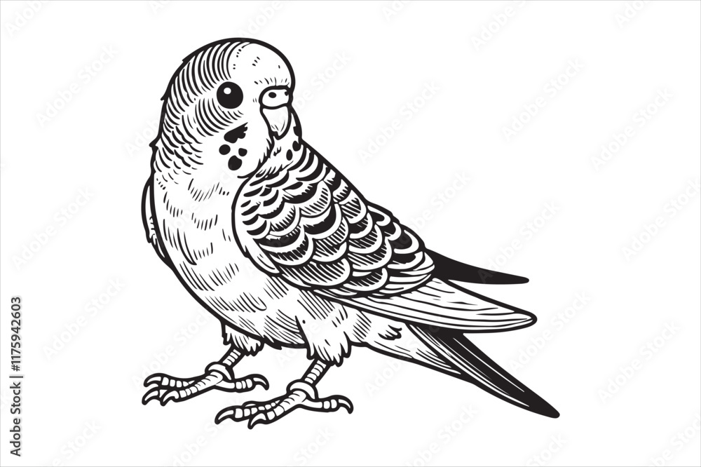 Fototapeta premium Line art of Budgerigar vector