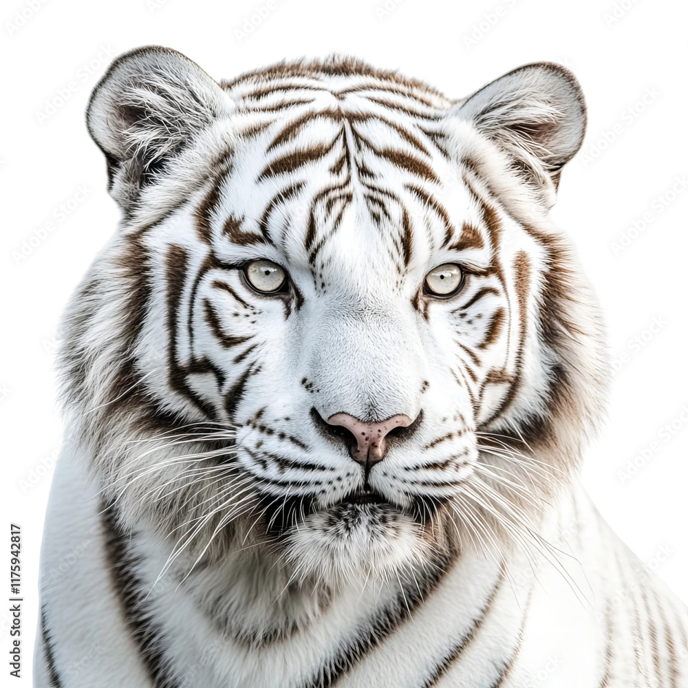 Fototapeta premium white tiger portrait looking at camera isolated on white background