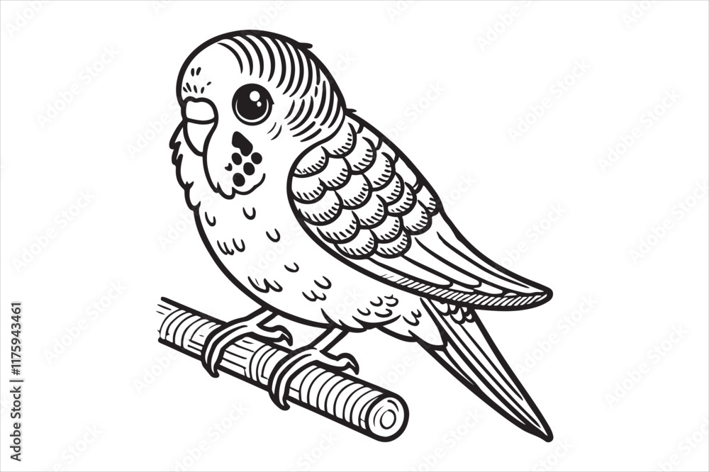 Fototapeta premium Line art of Budgerigar vector