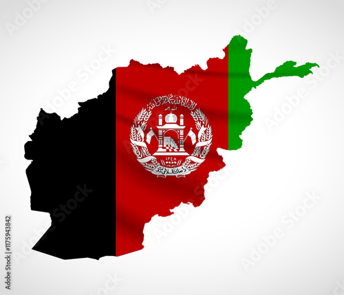 Afghanistan Map Silhouette with National Flag Design