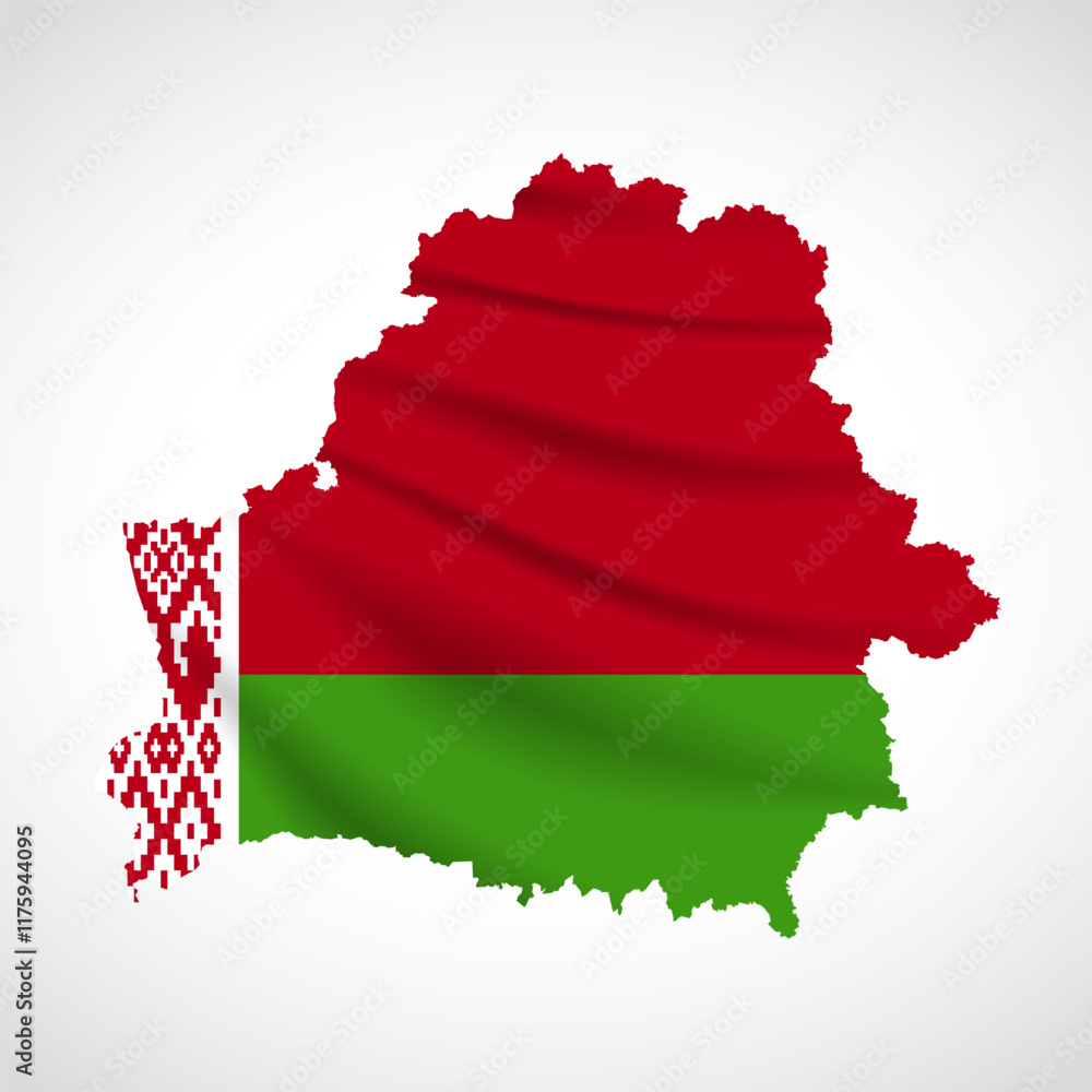 Obraz premium Belarus Map Silhouette with National Flag Design