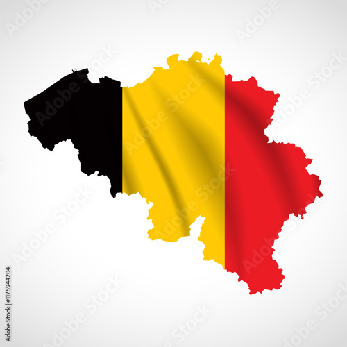 Belgium Map Silhouette with National Flag Design