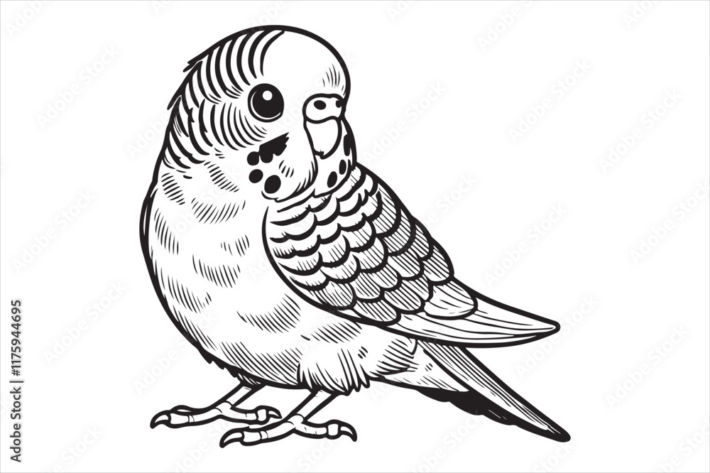 Obraz premium Line art of Budgerigar vector