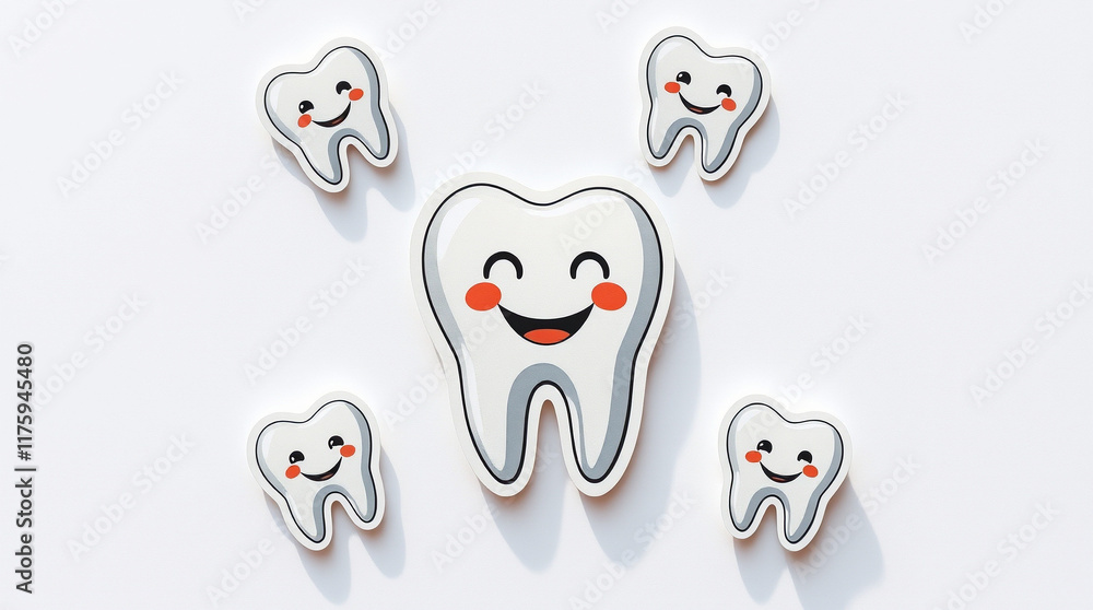 Happy teeth! Smiling cartoon teeth on a white background. Perfect for dental health campaigns or children's projects. Happy teeth! Smiling cartoon teeth on a white background. Perfect for dental health campaigns or children's projects.