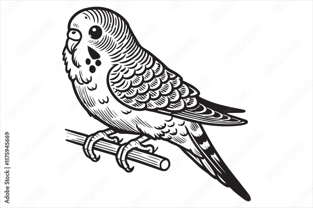 Fototapeta premium Line art of Budgerigar vector