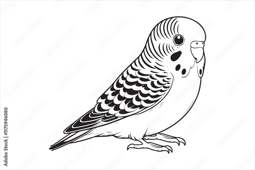 Fototapeta premium Line art of Budgerigar vector