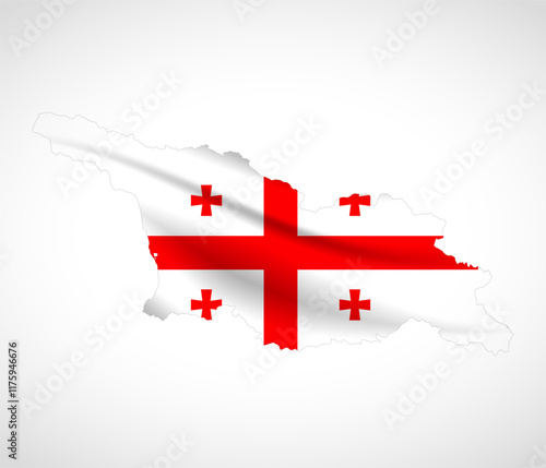 Georgia Map Silhouette with National Flag Design