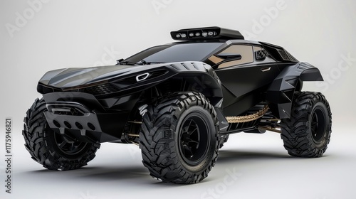 Car with a black background, designed for high-speed driving. Powerful car with gold details, a sport vehicle.