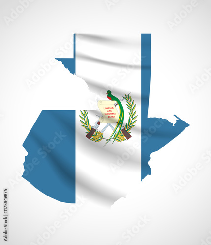 Guatemala Map Silhouette with National Flag Design