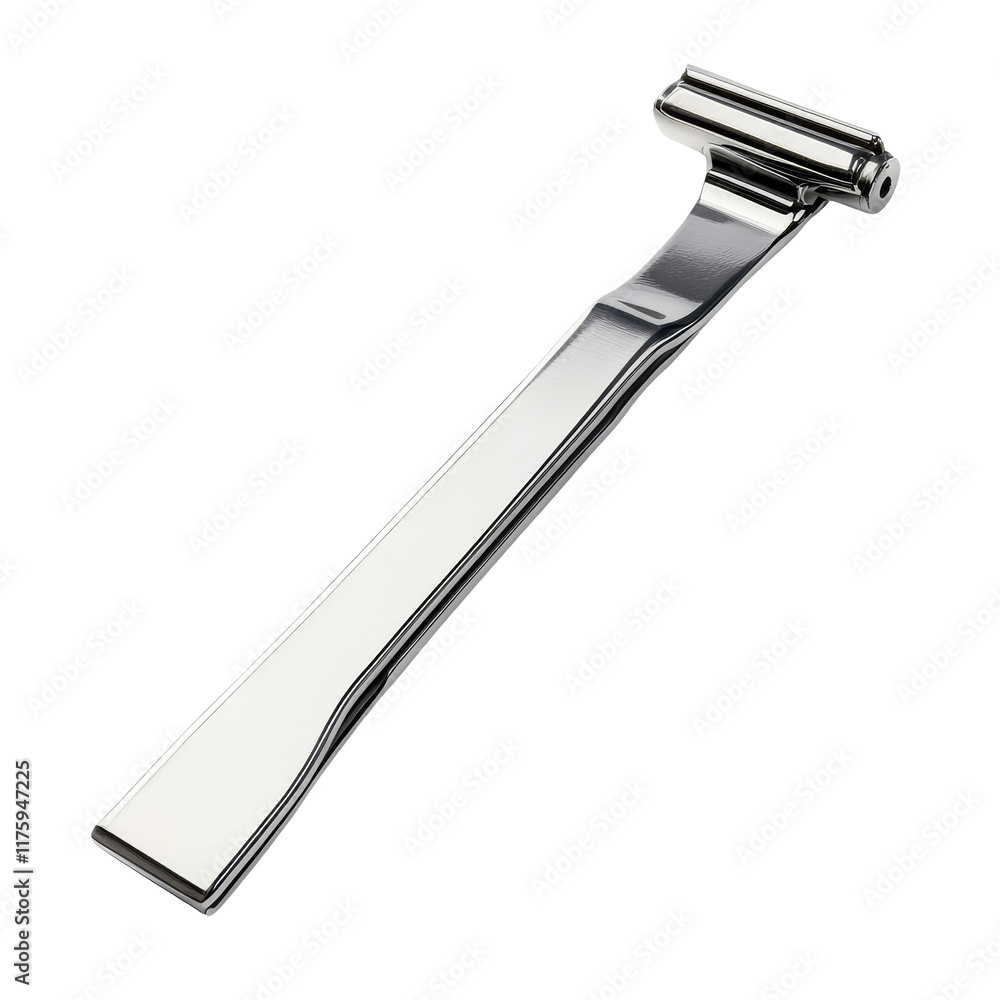 Isolated razor blade on a transparent background showcasing its sleek, metallic design and sharp edge for cutting purposes, razor blade isolated on a transparent background
