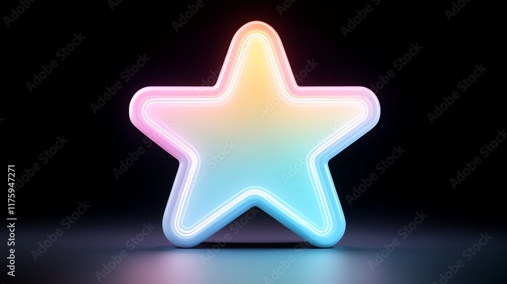 A vibrant neon star shaped icon glowing with soft pastel colors, ideal for modern designs and creative projects. A vibrant neon star shaped icon glowing with soft pastel colors, ideal for modern designs and creative projects.