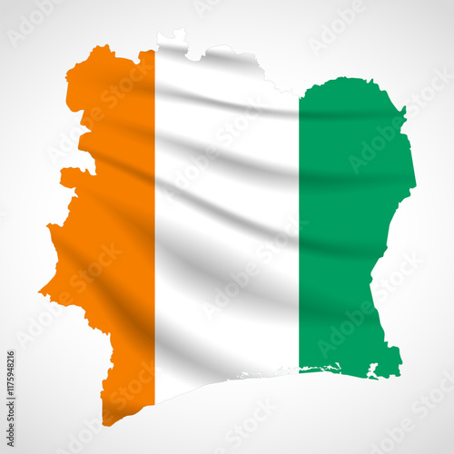 Ivory Coast Map Silhouette with National Flag Design