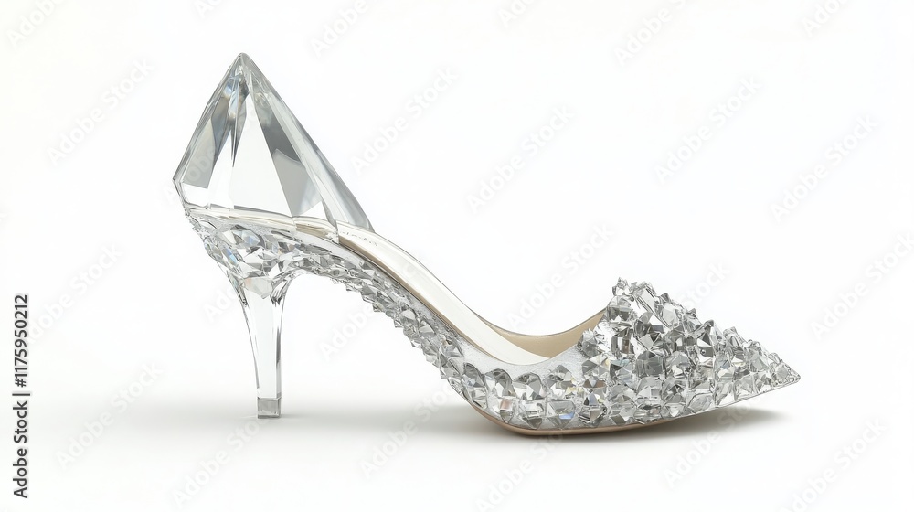 Obraz premium single crystal slingback heels, white background, 16:9