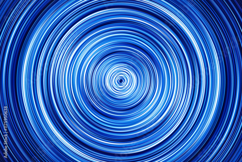 Blue neon rings in a cosmic spiral. Abstract glowing circular lines on a dark background. Vivid blue luminescent vortex. Futuristic energy flow. Round lines pattern.