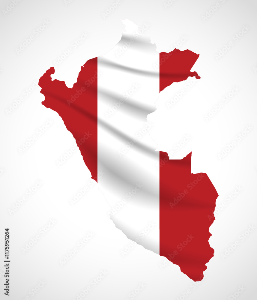 Fototapeta premium Peru Map Silhouette with National Flag Design