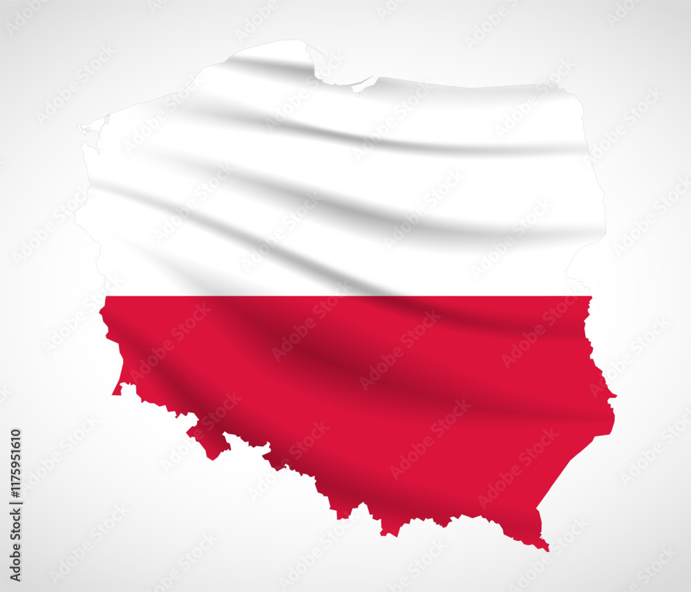 Fototapeta premium Poland Map Silhouette with National Flag Design