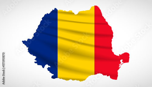 Obraz na plátně Romania Map Silhouette with National Flag Design