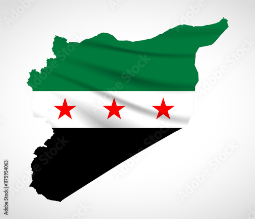 Syria Map Silhouette with National Flag Design