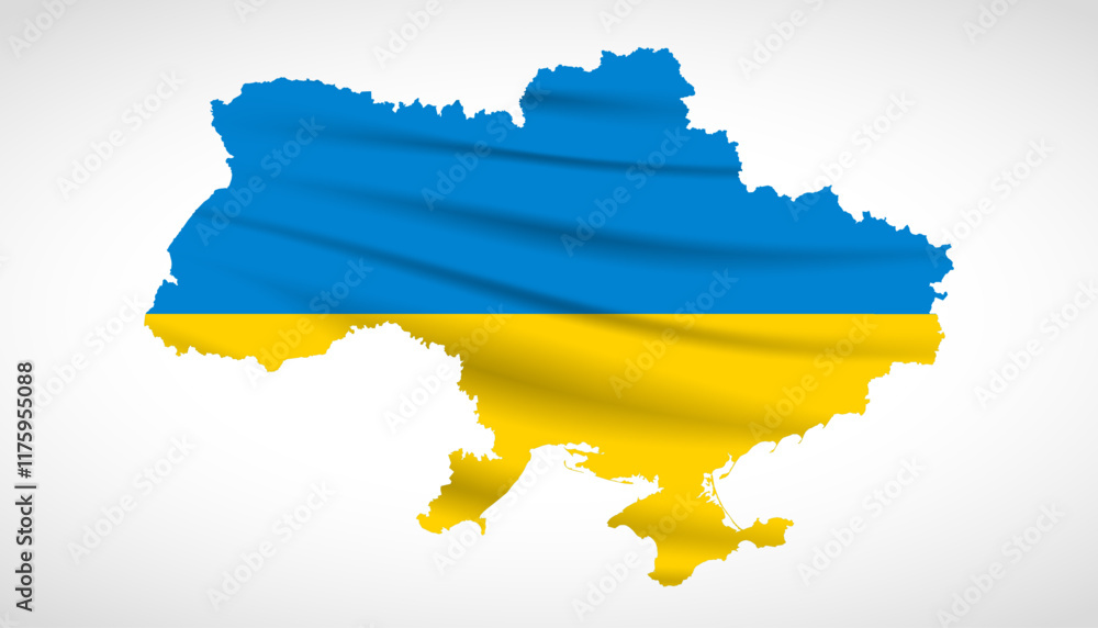 Obraz premium Ukraine Map Silhouette with National Flag Design