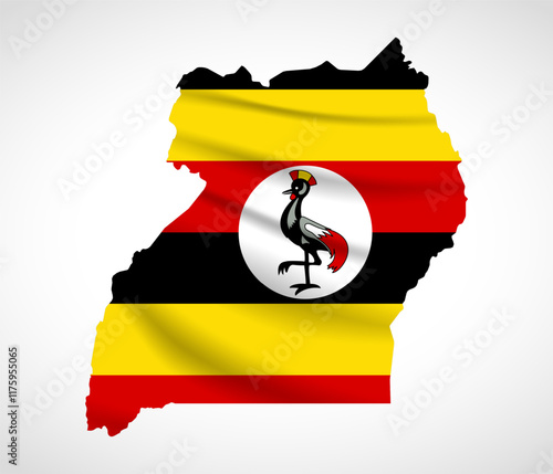 Uganda Map Silhouette with National Flag Design