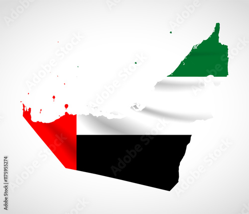 United Arab Emirates Map Silhouette with National Flag Design